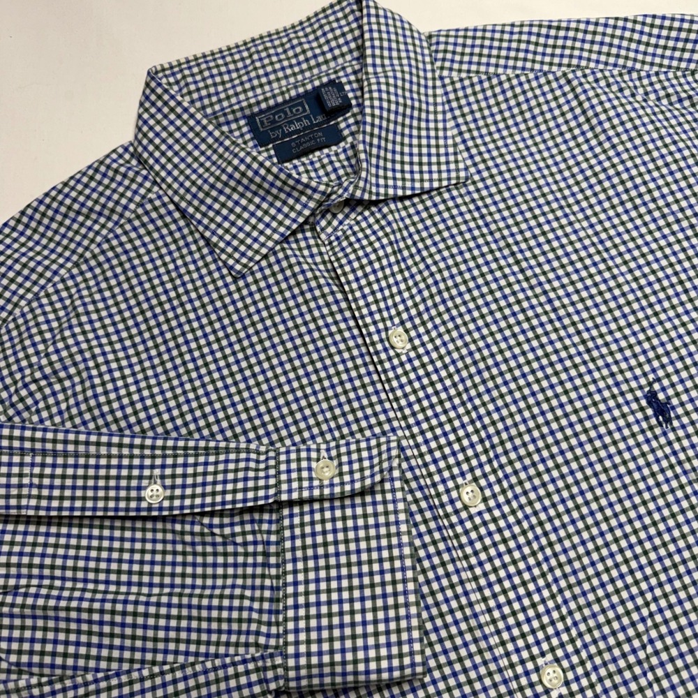 Polo Ralph Lauren Stanton Classic Fit Button Up Mens XL Blue Gingham Check